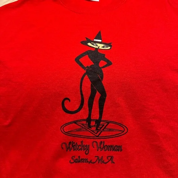 Vintage 90s Salem Massachusetts Witchy Women T Shirt Medium - Picture 5 of 12